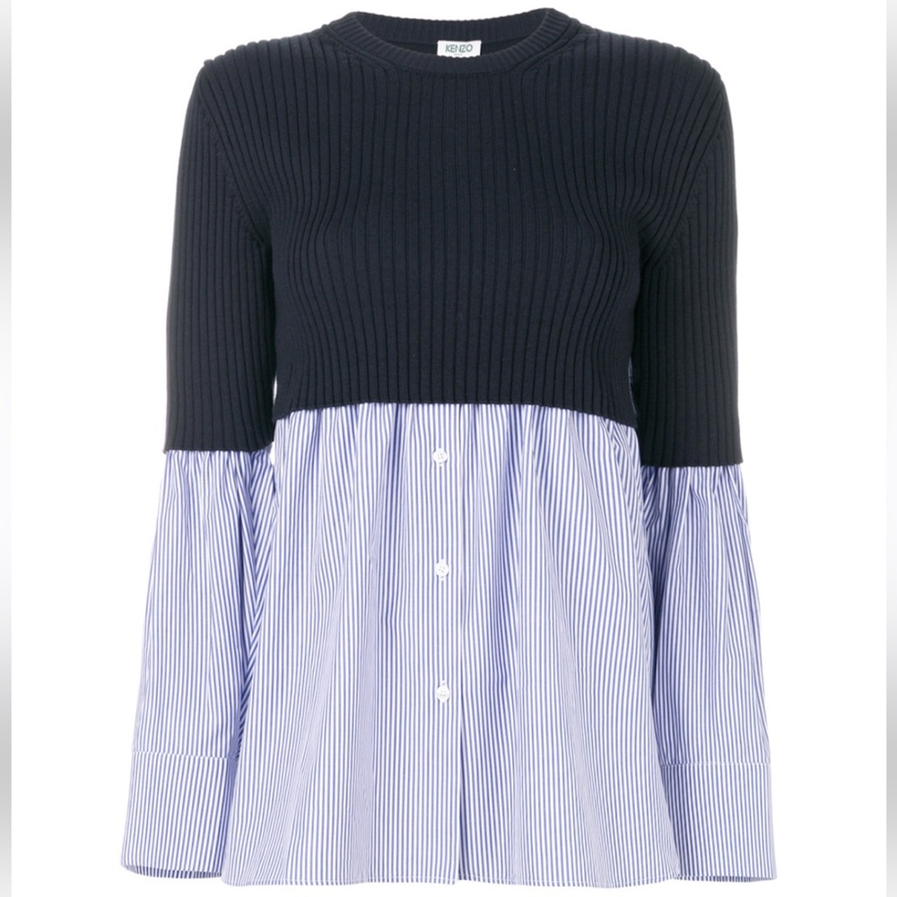 KENZO Half shirt/sweater Navy blue and stripes